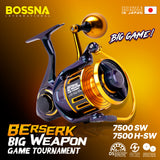 BOSSNA - BERSERK BIG WEAPON GAME TOURNAMENT 7500SW/7500HSW FULL METAL TWIN POWERFUL DRAG SPINNING REEL
