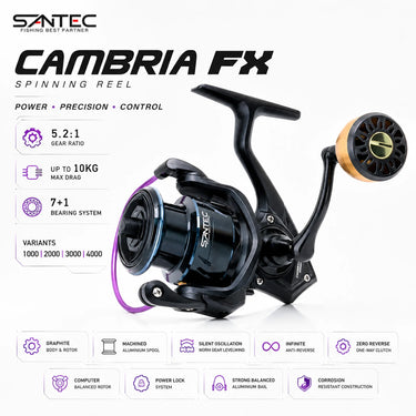 SANTEC - CAMBRIA FX 7+1BB GRAPHITE BODY SPINNING REEL