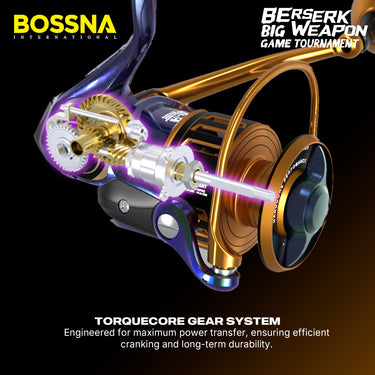 BOSSNA - BERSERK BIG WEAPON GAME TOURNAMENT 7500SW/7500HSW FULL METAL TWIN POWERFUL DRAG SPINNING REEL