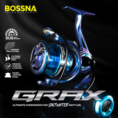 BOSSNA - GRAX 8+1SUSBB SW GRAPHITE BODY - SPINNING REEL