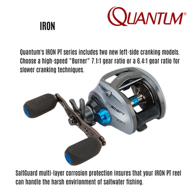 QUANTUM - IRON PT 6BB - ALUMINIUM FRAME LEFT HANDLE BAITCASTING REEL