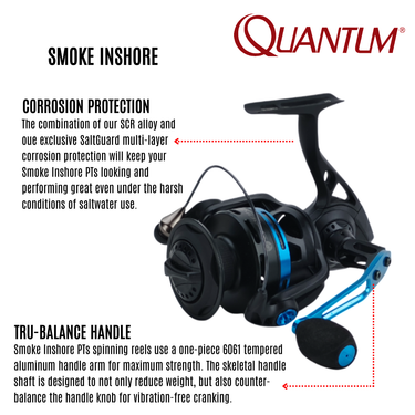 QUANTUM - SMOKE INSHORE PTS - 10BB ALLOY BODY SPINNING REEL