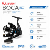 QUANTUM - BOCA 50 PTS - 7BB ALUMINIUM BODY SPINNING REEL