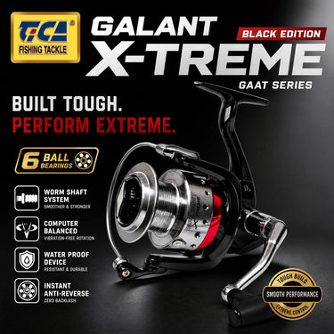TICA - GALANT X-TREME 2500/3500/4500/6000 GRAPHITE BODY SPINNING REEL BLACK SERIES (GAAT SERIES)