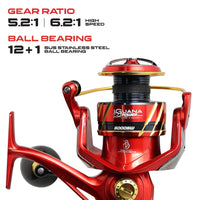 DEVIL CRAFT - IGUANA RED POWER - ALUMINIUM BODY SPINNING REEL - 12+1SUSBB SUPER DRIVE GEAR