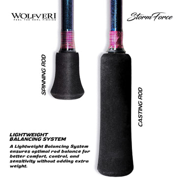 WOLFVERI - STORM FORCE - SOLID CARBON - 1 SECTION / 1.5 SECTION JIGGING ROD LIGHT JIGGING SP-SPINNING/CS-CASTING ROD