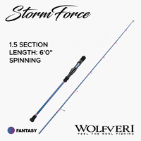 WOLFVERI - STORM FORCE - SOLID CARBON - 1 SECTION / 1.5 SECTION JIGGING ROD LIGHT JIGGING SP-SPINNING/CS-CASTING ROD