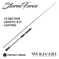 WOLFVERI - STORM FORCE - SOLID CARBON - 1 SECTION / 1.5 SECTION JIGGING ROD LIGHT JIGGING SP-SPINNING/CS-CASTING ROD