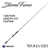 WOLFVERI - STORM FORCE - SOLID CARBON - 1 SECTION / 1.5 SECTION JIGGING ROD LIGHT JIGGING SP-SPINNING/CS-CASTING ROD