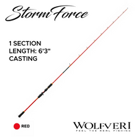 WOLFVERI - STORM FORCE - SOLID CARBON - 1 SECTION / 1.5 SECTION JIGGING ROD LIGHT JIGGING SP-SPINNING/CS-CASTING ROD