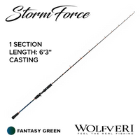 WOLFVERI - STORM FORCE - SOLID CARBON - 1 SECTION / 1.5 SECTION JIGGING ROD LIGHT JIGGING SP-SPINNING/CS-CASTING ROD