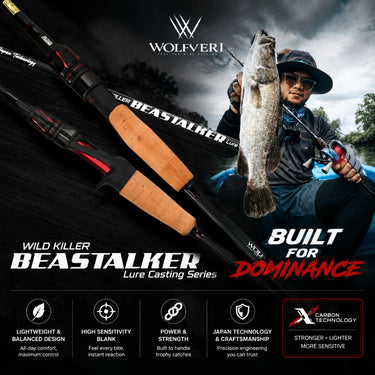 WOLFVERI - BEASTALKER LURE CASTING SERIES 2 SECTION SPINNING/CASTING ROD
