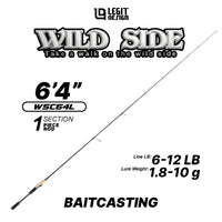 LEGIT DESIGN - WILD SIDE 1 SECTION / 1.5 SECTION ARAMID REINFORCEMENT PREMIUM SPINNING/BAITCASTING ROD JAPAN
