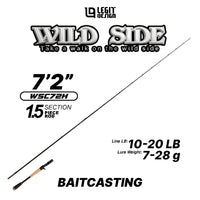 LEGIT DESIGN - WILD SIDE 1 SECTION / 1.5 SECTION ARAMID REINFORCEMENT PREMIUM SPINNING/BAITCASTING ROD JAPAN