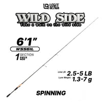 LEGIT DESIGN - WILD SIDE 1 SECTION / 1.5 SECTION ARAMID REINFORCEMENT PREMIUM SPINNING/BAITCASTING ROD JAPAN