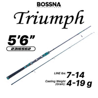 BOSSNA - TRIUMPH CARBON SPINNING ROD 2-SECTION FISHING POND ROD LURES CASTING ROD