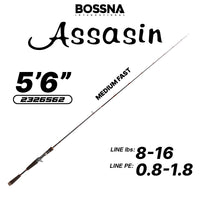 BOSSNA - ASSASIN 2 SECTION HI-CARBON BAITCASTING ROD 5'6" LURES CASTING