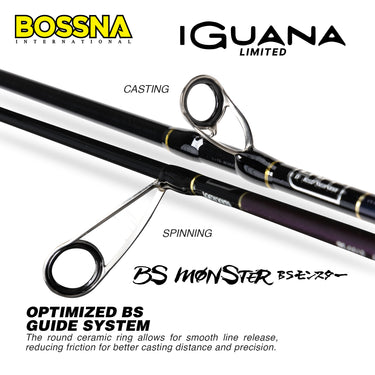BOSSNA - BS MONSTER IGUANA LIMITED 6ft 1 SECTION JIGGING ROD - SOLID CARBON - CASTING/SPINNING ROD