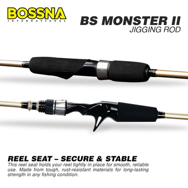 BOSSNA - BS MONSTER II 6ft JIGGING ROD - SOLID CARBON SPINNING/CASTING ROD