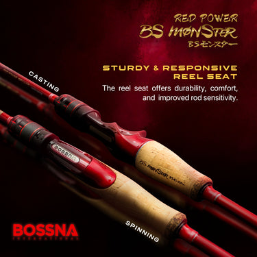 BOSSNA - BS MONSTER RED POWER LIMITED - 6ft 1 SECTION JIGGING ROD - SOLID CARBON - SPINNING/CASTING ROD