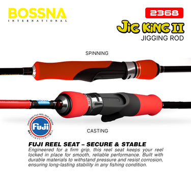 BOSSNA - JIG KING II 6ft SLOW JIGGING ROD - 1 SECTION CARBON SPINNING/CASTING ROD