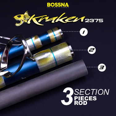 BOSSNA - BOSSNA KRAKEN HI-CABRON SURF CAST SPINNING ROD 3-SECTION LONG CAST SURF ROD