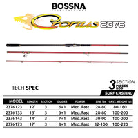 BOSSNA - BOSSNA CRONUS 3 SECTION LONG CAST SURF ROD SPINNING