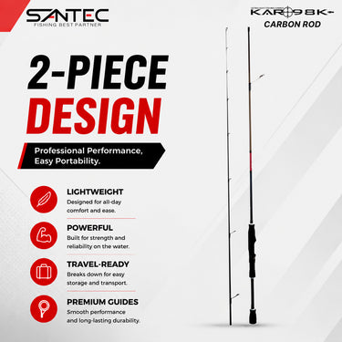 SANTEC - KAR 98K CARBON ROD - 2 SECTION ULTRA LIGHT GAME SPINNING ROD