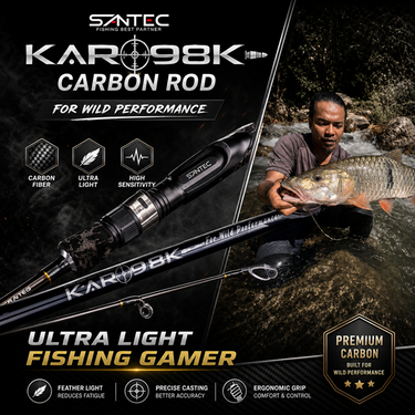 SANTEC - KAR 98K CARBON ROD - 2 SECTION ULTRA LIGHT GAME SPINNING ROD