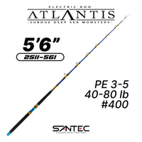 SANTEC - ATLANTIS ELECTRIC ROD W/ROLLER 1 SECTION ELECTRIC BOAT ROD