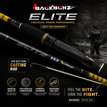 BACKBONZ - ELITE E-GLASS GRAPHITE 2 SECTION SPINNING ROD