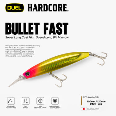 DUEL - HARDCORE BULLET FAST 100mm/120mm 24g/35g - F1242/F1243 SINKING FISHING LURES