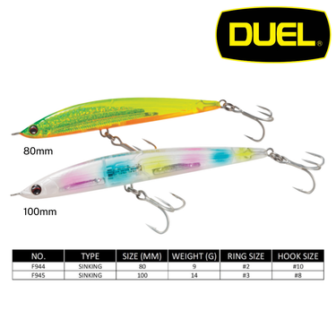 DUEL - HARDCORE 80mm/100mm F944/F945 SINKING PENCIL FISHING LURES