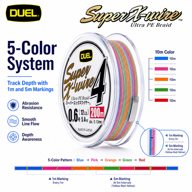 DUEL - SUPER X-WIRE 4 200M PREMIUM PE BRAIDED LINE IZANAS MADE IN JAPAN
