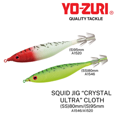 YOZURI - "CRYSTAL ULTRA" CLOTH SQUID JIG 80mm/95mm A1546/A1520 SQUID JIG SQUID FISHING