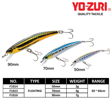 YOZURI - PIN'S MINNOW 50mm/70mm/90mm F1014/F1015/F1016 FLOATING FISHING LURES LIGHT GAME FINESSE GAME