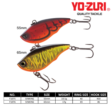 YOZURI - RATTL'N VIBE 55mm/65mm F1075/F1076 FISHING LURES