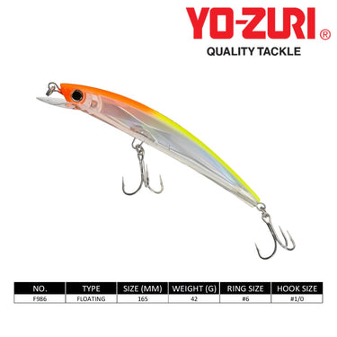 YOZURI - CRYSTAL 3D MINNOW MAGNUM 165mm F986 FLOATING TROLLING FISHING