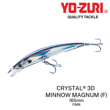 YOZURI - CRYSTAL 3D MINNOW MAGNUM 165mm F986 FLOATING TROLLING FISHING