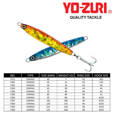 YOZURI - BLANKA - METAL JIG LURE - F211/F281/F282/F283/F284/F285/F286/F287/F404/F303/F304