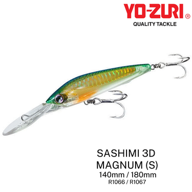 YOZURI - SASHIMI 3D MAGNUM 140mm/180mm R1066/R1067 SINKING LURE TROLLING LURES