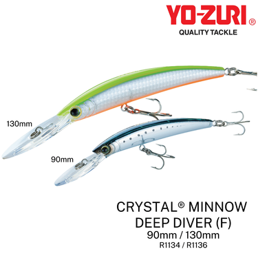 YOZURI - CRYSTAL MINNOW DEEP DIVER 90mm/130mm R1134/R1136 FLOATING TROLLING