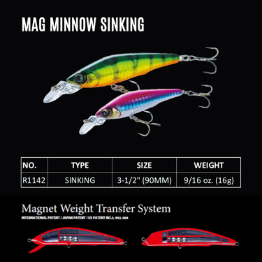 YOZURI - MAG MINNOW 90mm R1142 SINKING NEW TOBIMARU
