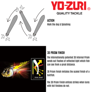 YOZURI - 3D INSHORE PENCIL POPPER 30g 135mm R1433 FLOATING TOP WATER CASTING LURE