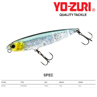 YOZURI - 3DR-X PENCIL 75mm 7.5g R1434 FLOATING FISHING LURES