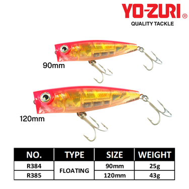 YOZURI - HYDRO TIGER 90mm/120mm R384/R385 FLOATING POPPING FISHING LURE (LIMITED)