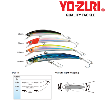 YOZURI - CRYSTAL MINNOW 70mm/90mm/110mm/130mm - R836/F6/F7/F8 FLOATING FISHING LURES