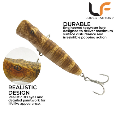 LURESFACTORY - MF CAIMAN POPPER 10cm 18.2g HARDBODY LURE TOPWATER