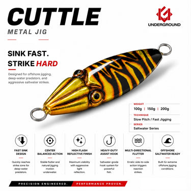 UNDERGROUND - CUTTLE 100g/150g/200g METAL JIG JIGGING FISHING