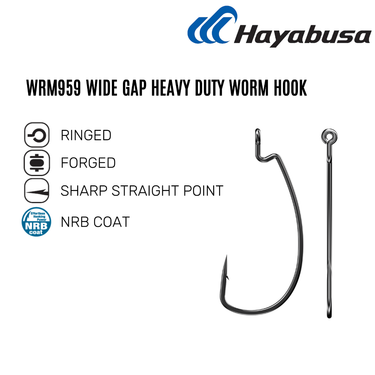 HAYABUSA - WIDE GAP HEAVY DUTY WORM HOOK EB959 MADE IN JAPAN